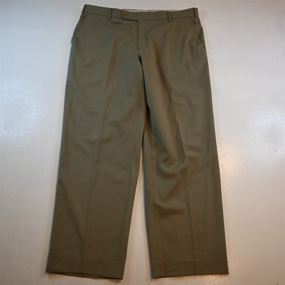 Ballin 38x30 Tan Green 100%‎ Wool Flat Front Baggy Dress Mens Pants